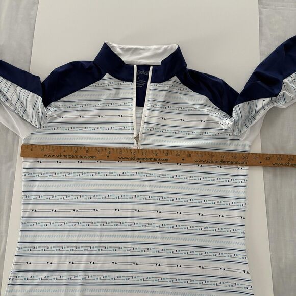SanSoleil 1/4 Zip Pullover Womens Large Blue White Print UV 50 Golf Pickleball - Picture 12 of 16